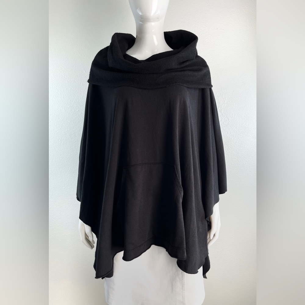 XCVI wearables Cowl Neck Fleece Poncho, Black, size 2X, $88  NWT